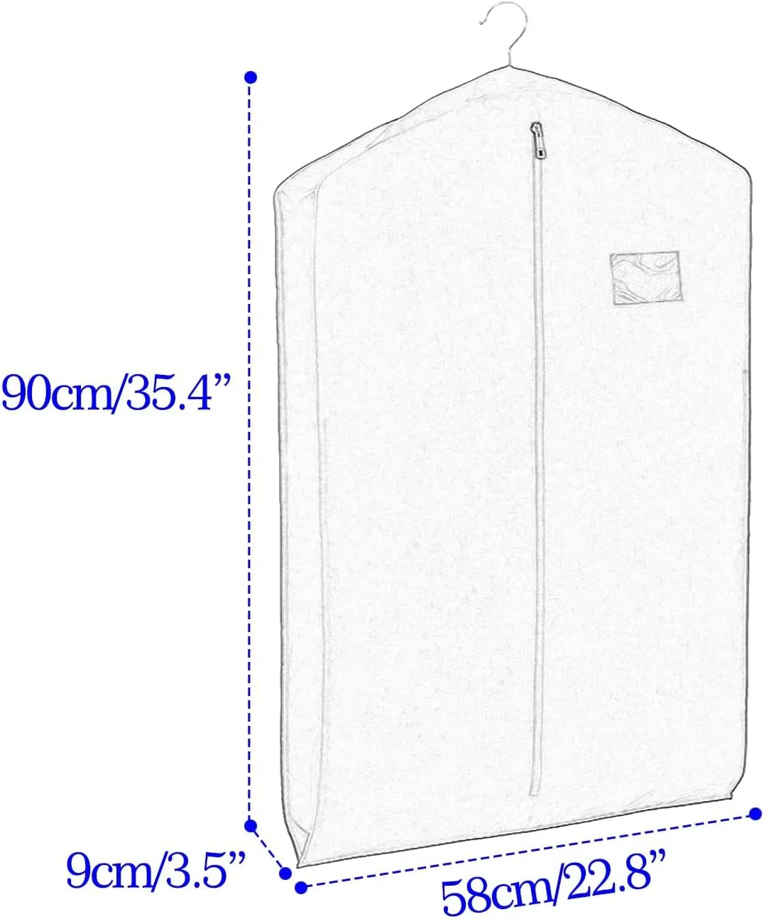 2 Pack Oxford Garment Bags for Hanging Clothes, Thickening and Widening Suit Bags with Window, Hanging Clothes Storage Bag(Beige,58x9x90cm)