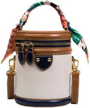 2025 New Colorblock Bucket Bag for Women,Leather Bucket Handbag,Fashionable Crossbody Bag