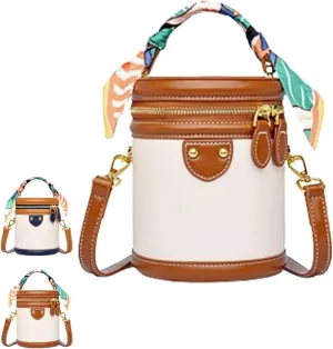2025 New Colorblock Bucket Bag for Women,Leather Bucket Handbag,Fashionable Crossbody Bag