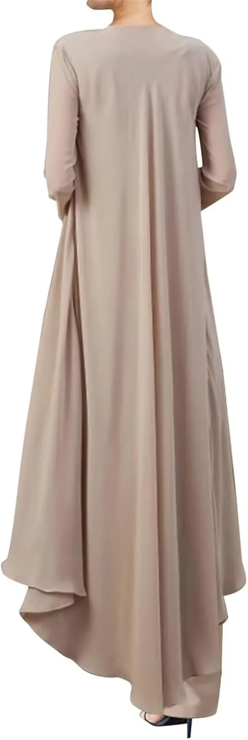 3 Pieces Mother of The Bride Dresses Pant Suits for Wedding Guest Groom Outfit Lace Chiffon Formal Gown Set with Jacket