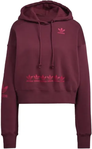 adidas Originals Trefoil Logo Play Cropped Hoodie Victory Crimson SM