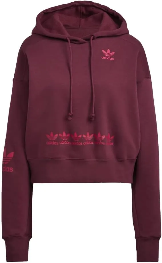 adidas Originals Trefoil Logo Play Cropped Hoodie Victory Crimson SM