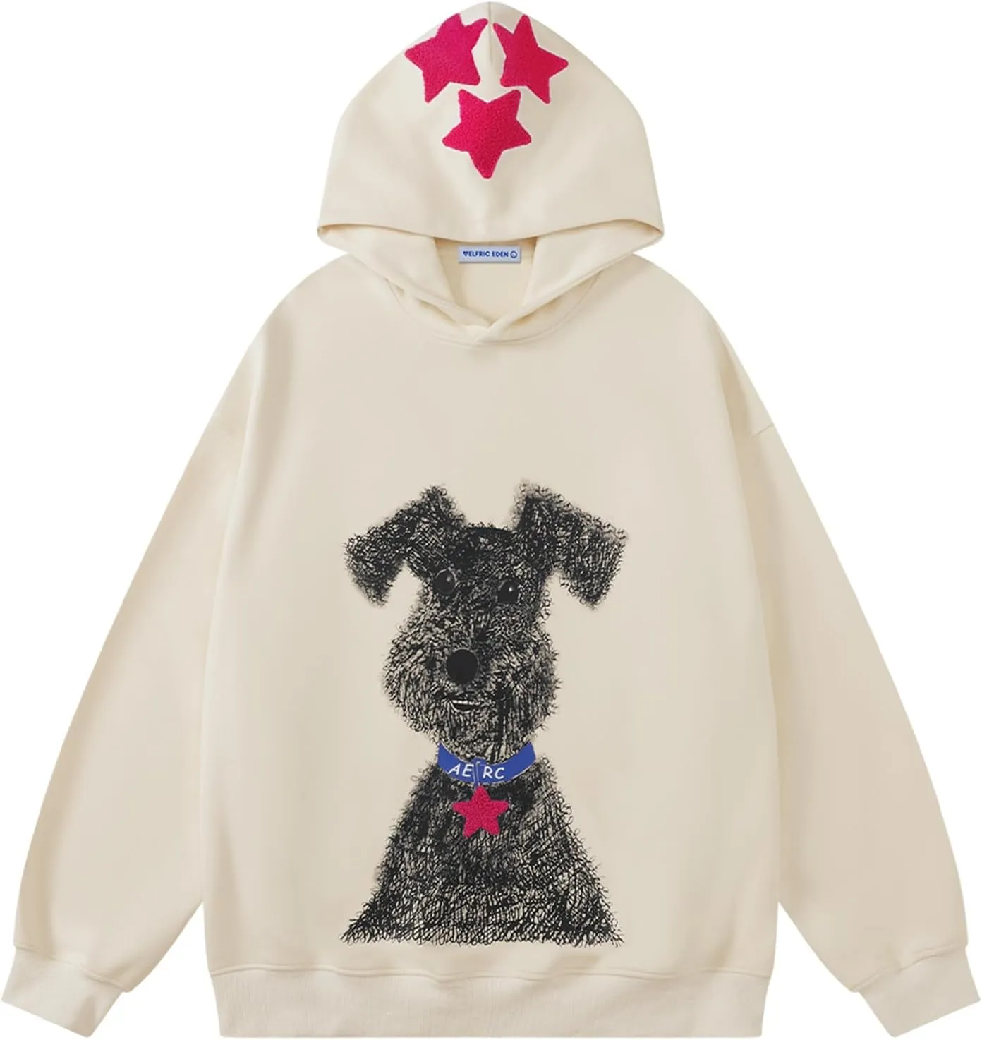 Aelfric Eden Dog Graphic Hoodie Oversized Cute Star Sweatshirt Unisex Y2k Casual Hooded Pullover