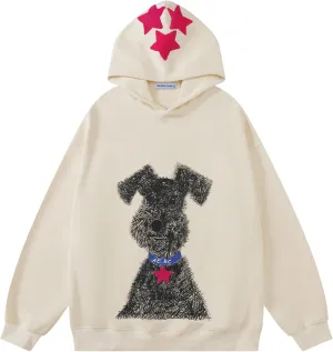 Aelfric Eden Dog Graphic Hoodie Oversized Cute Star Sweatshirt Unisex Y2k Casual Hooded Pullover