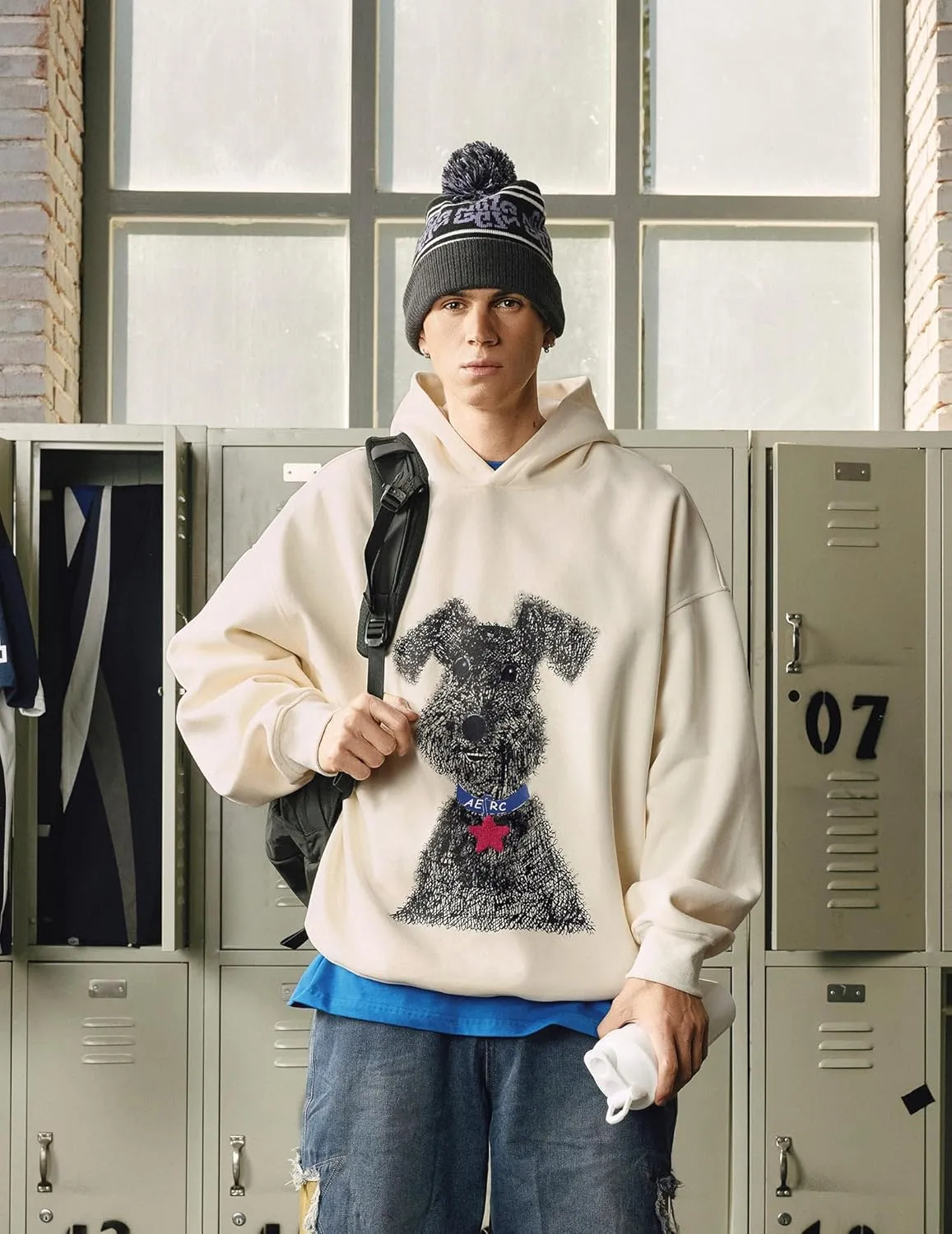 Aelfric Eden Dog Graphic Hoodie Oversized Cute Star Sweatshirt Unisex Y2k Casual Hooded Pullover