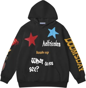 Aelfric Eden Graphic Hoodies for Women Vintage Printed Hoodie Sweatshirt Y2K Oversized Long Sleeve with Pocket