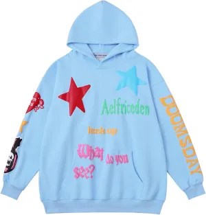 Aelfric Eden Graphic Hoodies for Women Vintage Printed Hoodie Sweatshirt Y2K Oversized Long Sleeve with Pocket