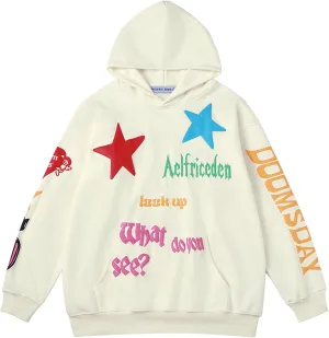 Aelfric Eden Graphic Hoodies for Women Vintage Printed Hoodie Sweatshirt Y2K Oversized Long Sleeve with Pocket