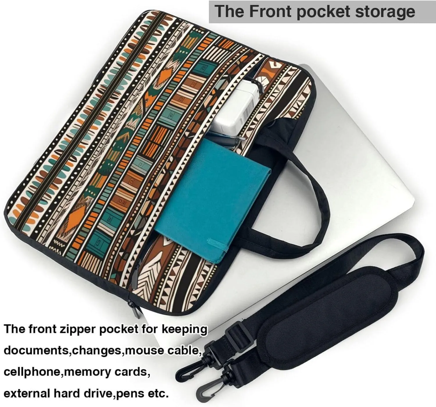African Tribal Ethnic pattern Fashionable and ultra-thin shoulder laptop bag Shockproof soft lining