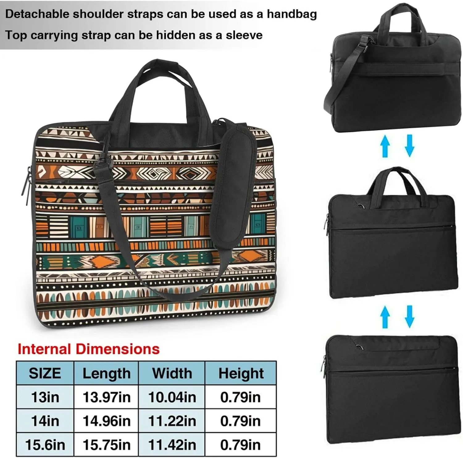 African Tribal Ethnic pattern Fashionable and ultra-thin shoulder laptop bag Shockproof soft lining