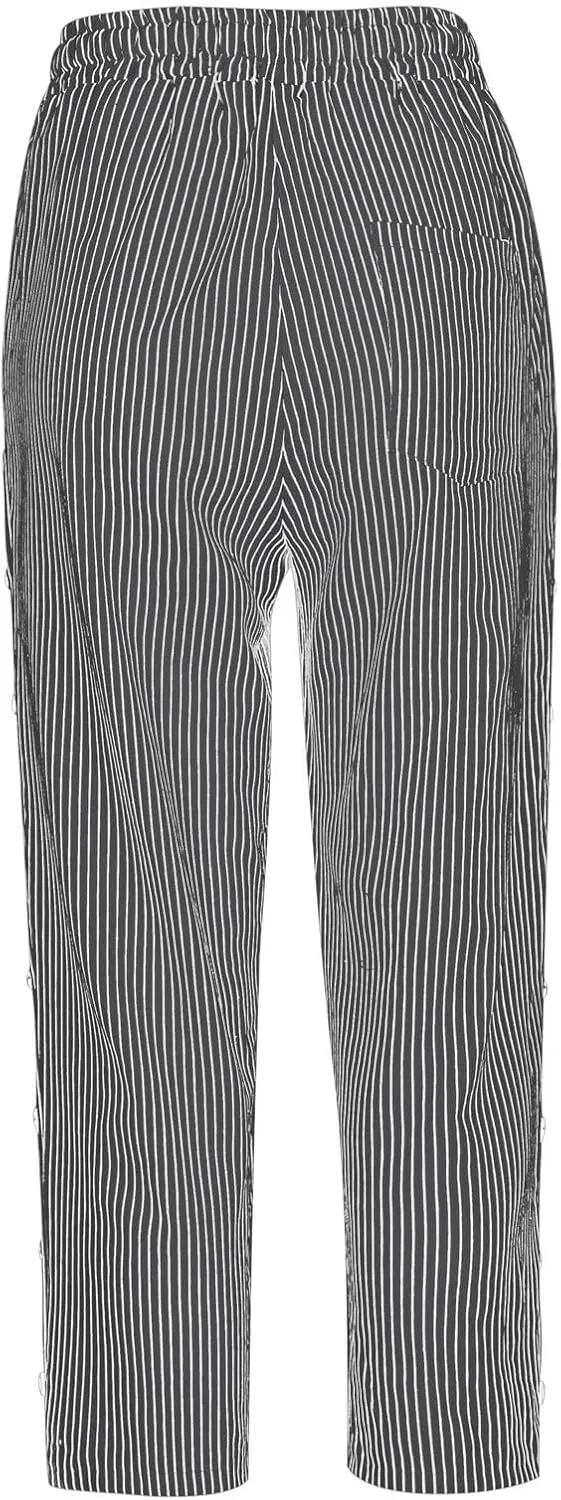 aihihe Linen Capri Pants for Women Casual Summer Striped Button Culottes Drawstring Cropped Pant Beach Travel Lounge Capris