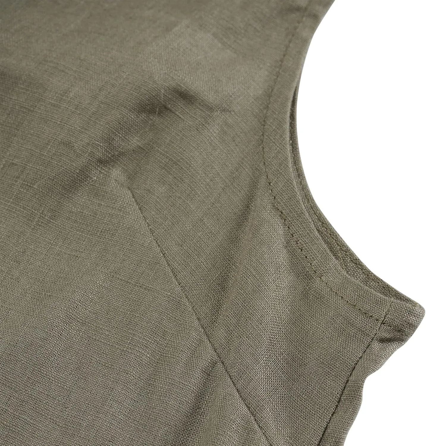 Amazhiyu Women's 100% Linen Summer Sleeveless Button-Down Tops Slight Crop Vest