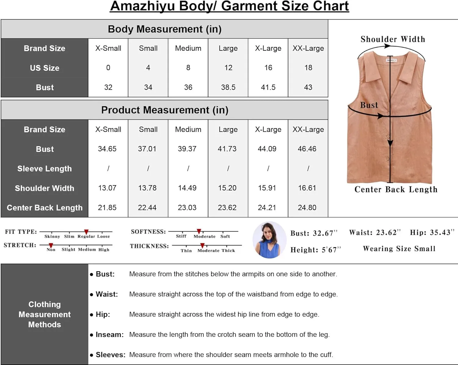 Amazhiyu Women's 100% Linen Summer Sleeveless Button-Down Tops Slight Crop Vest