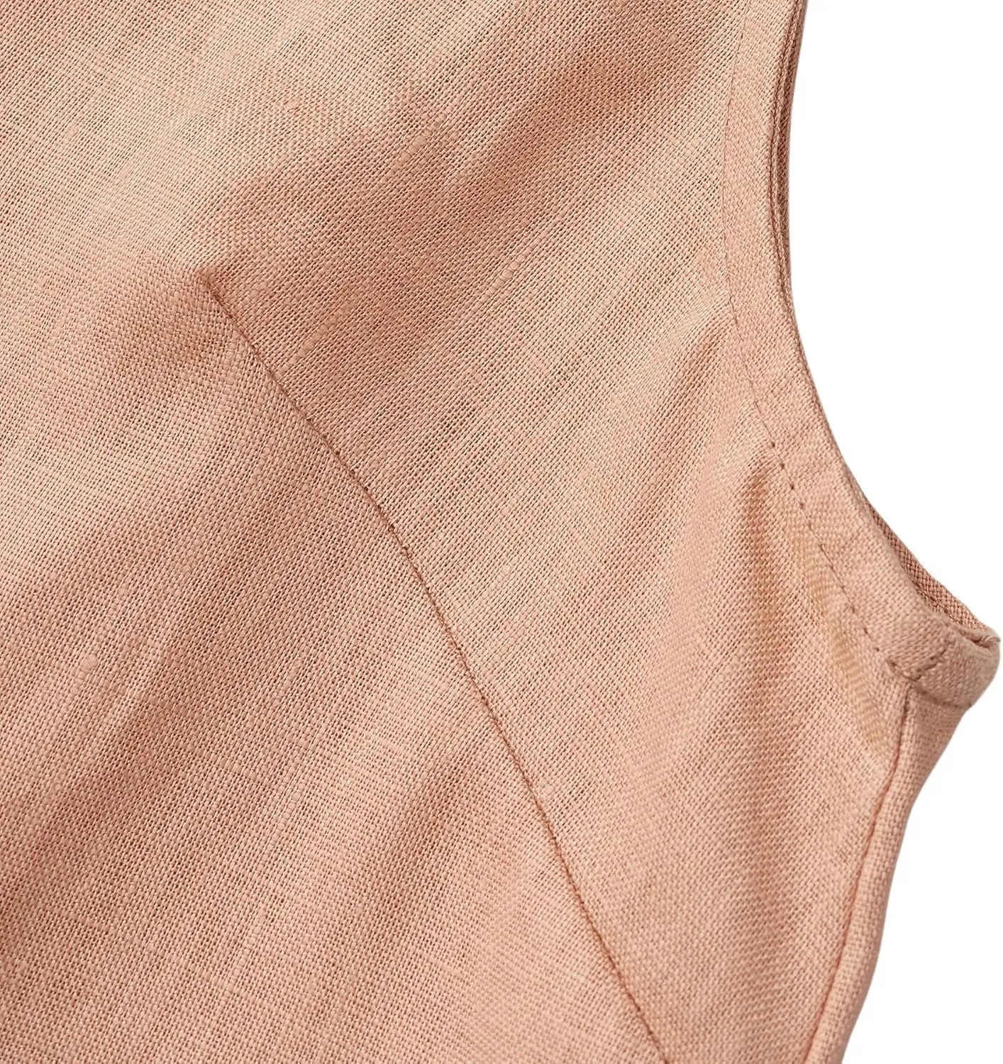 Amazhiyu Women's 100% Linen Summer Sleeveless Button-Down Tops Slight Crop Vest
