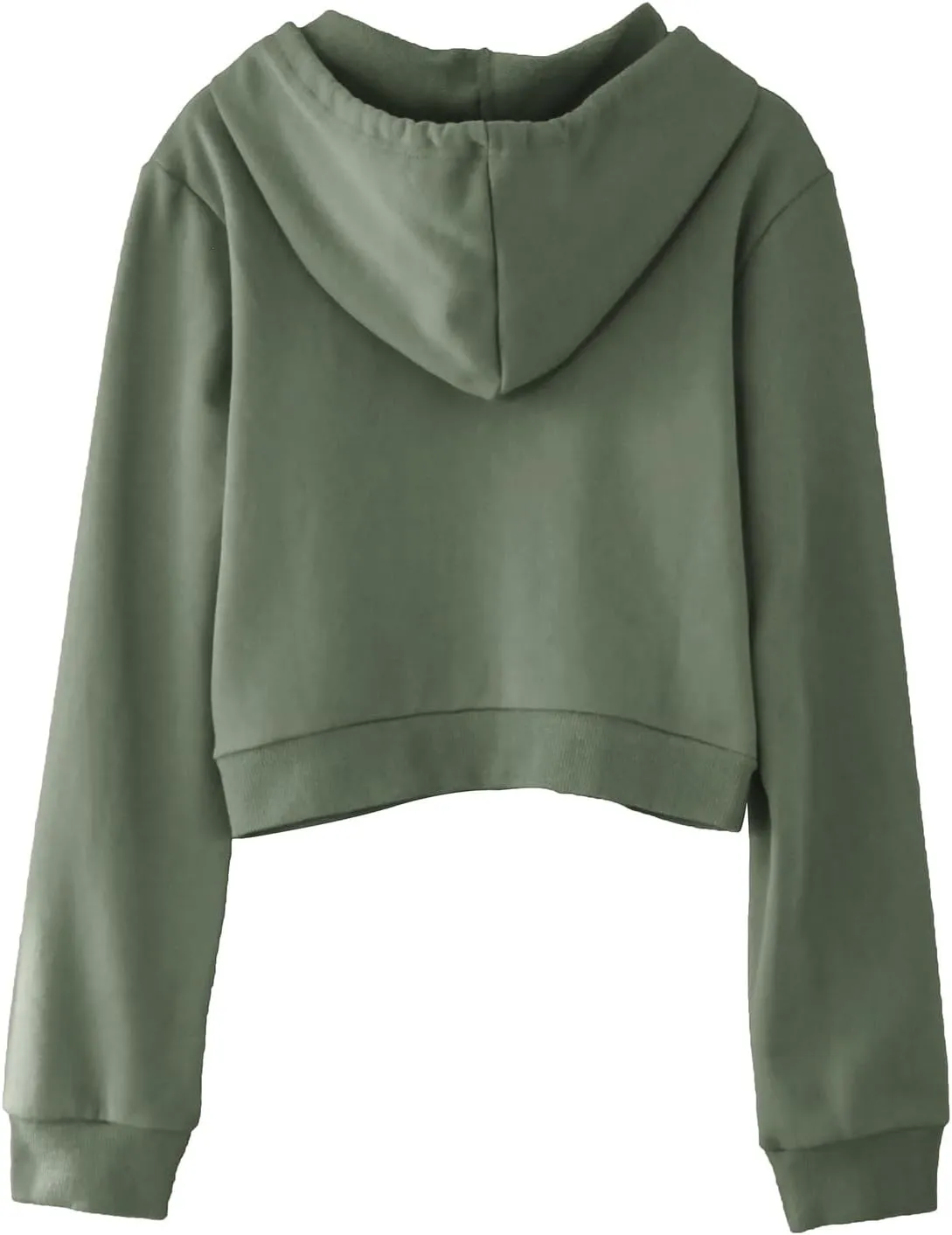 Amazhiyu Women's Cropped Zip up Hoodie Long Sleeves with Drawstring Hooded Cotton Crop Tops