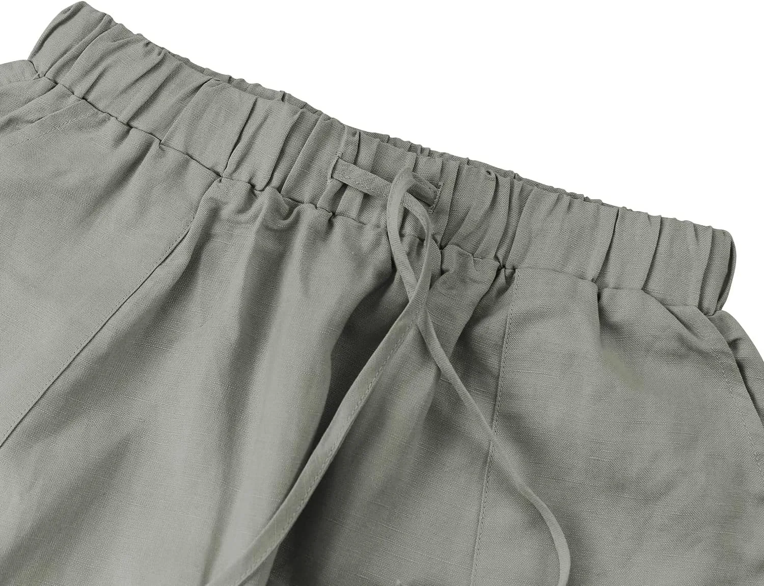 Amazhiyu Womens Linen High Waist Pencil Pants with Pockets Drawstring Trousers