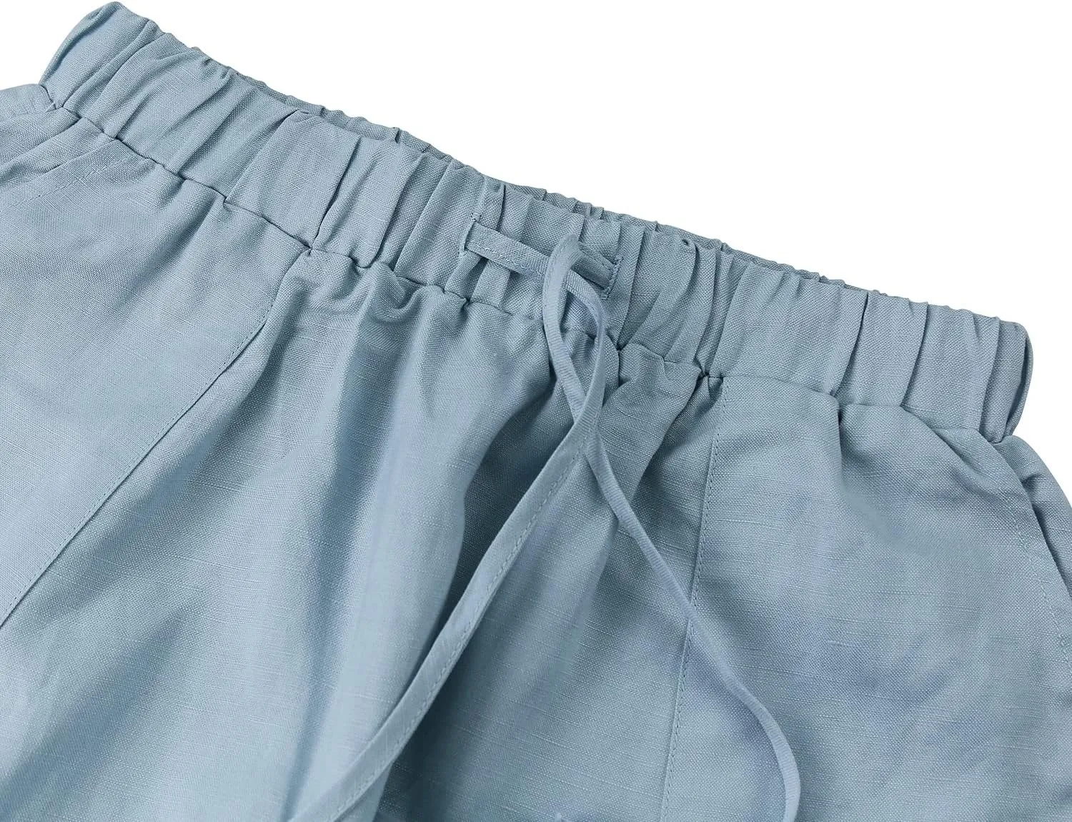Amazhiyu Womens Linen Pencil Pants with Pockets High Waist Drawstring Trousers