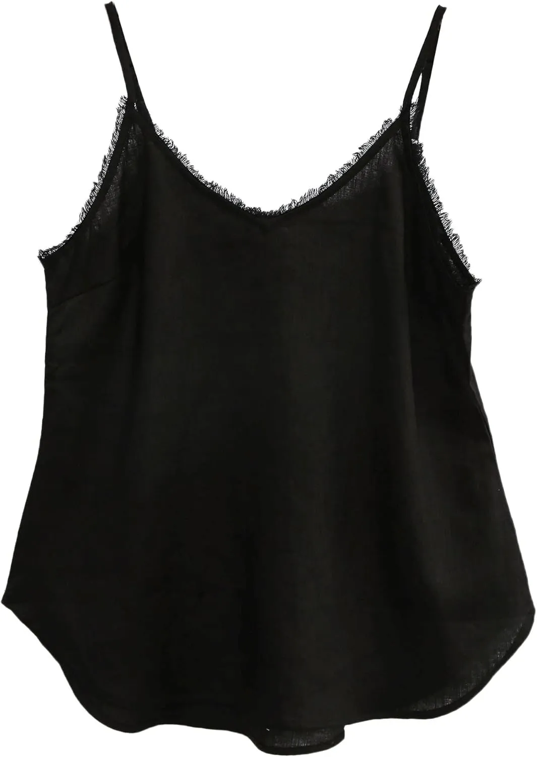 Amazhiyu Women's Pure Linen Summer Camisole Sleeveless V Neck Tops with Tassels