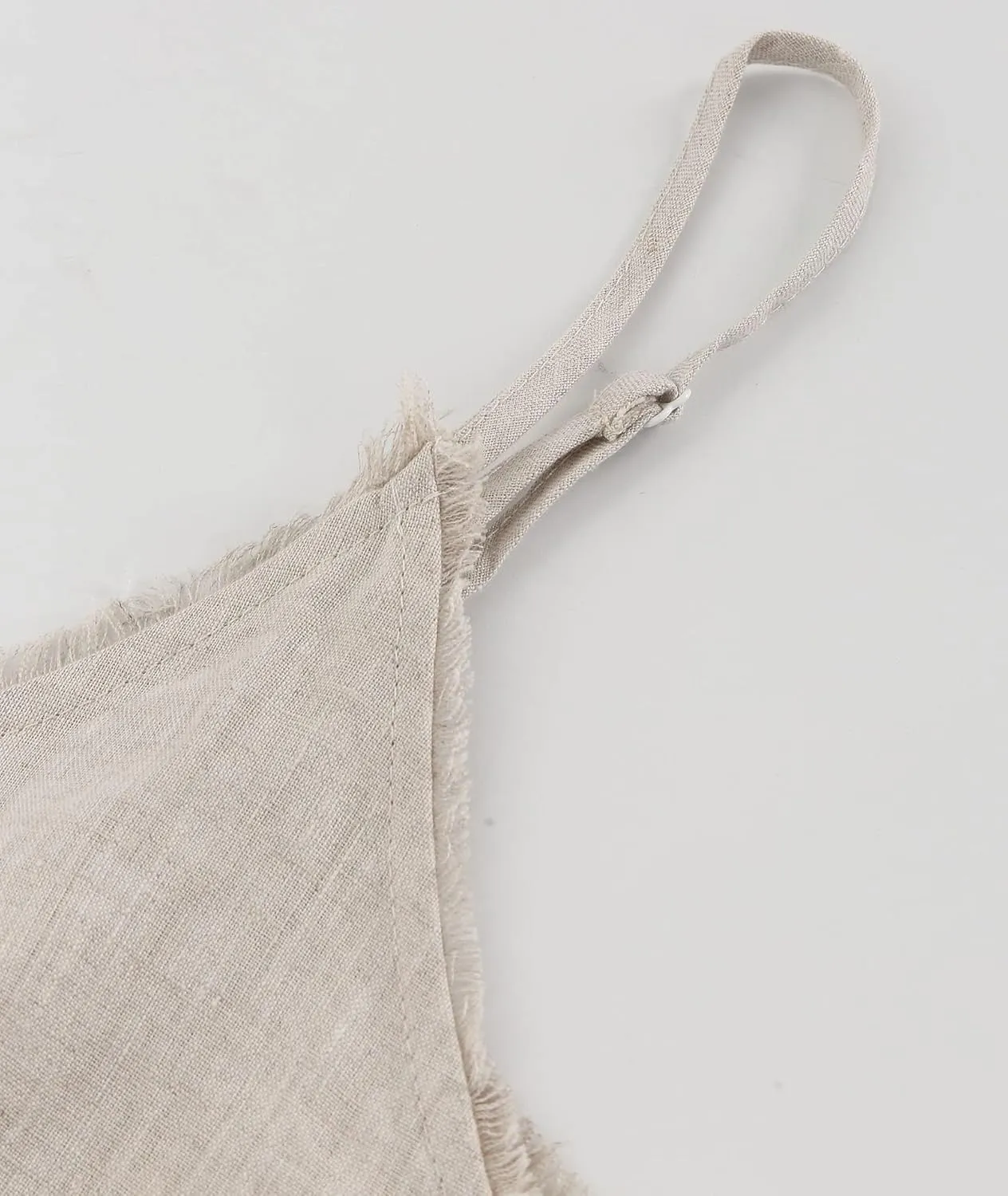 Amazhiyu Women's Pure Linen V Neck Camisole Summer Sleeveless Tops with Tassels