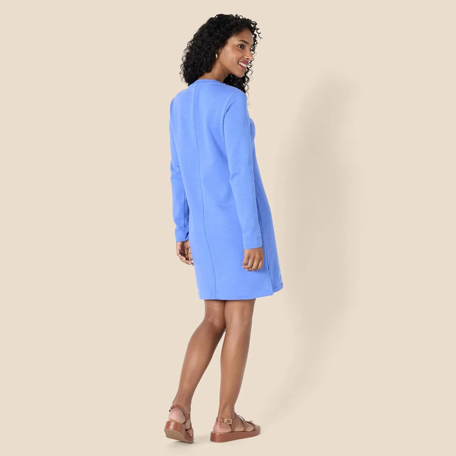 Amazon Essentials Women's Crewneck Long-Sleeve Fleece Above-The-Knee Dress