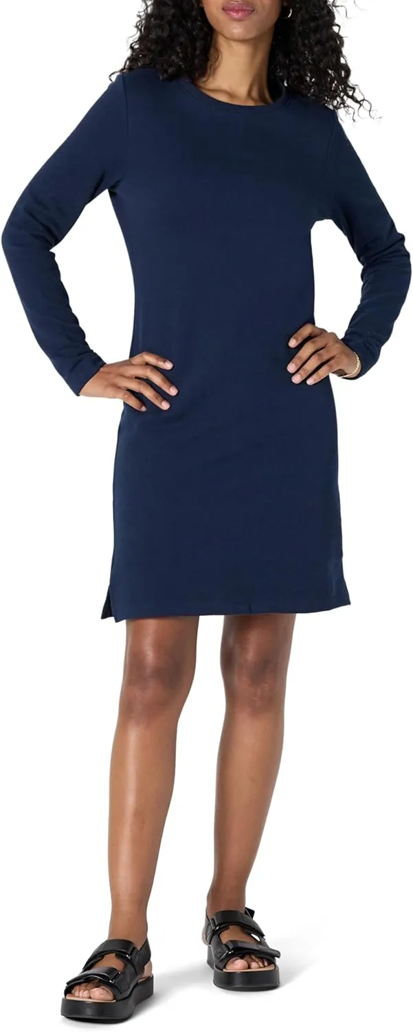 Amazon Essentials Women's Crewneck Long-Sleeve Fleece Above-The-Knee Dress