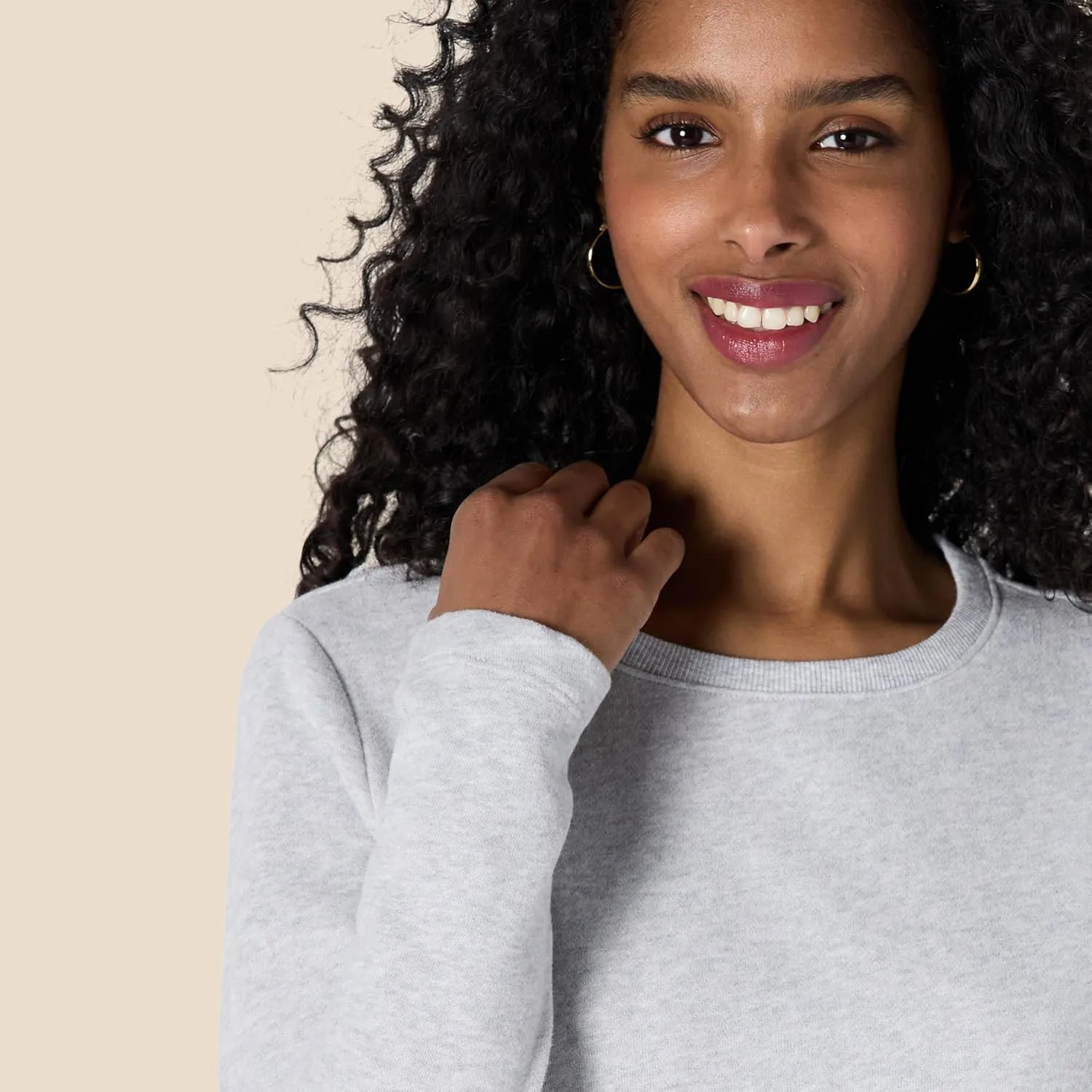 Amazon Essentials Women's Crewneck Long-Sleeve Fleece Above-The-Knee Dress