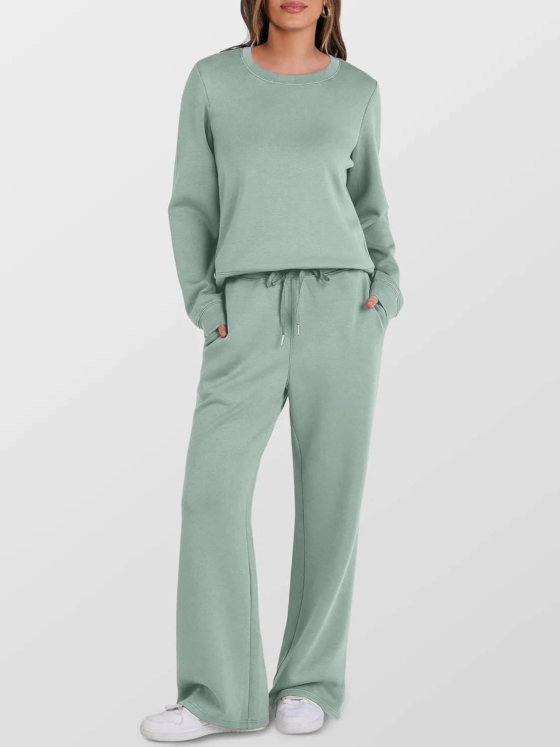 ANRABESS Women's 2 Piece Lounge Sets Casual Travel Outfits Wide Leg Tracksuit Sweatsuits Matching Set 2025 Fall Clothes