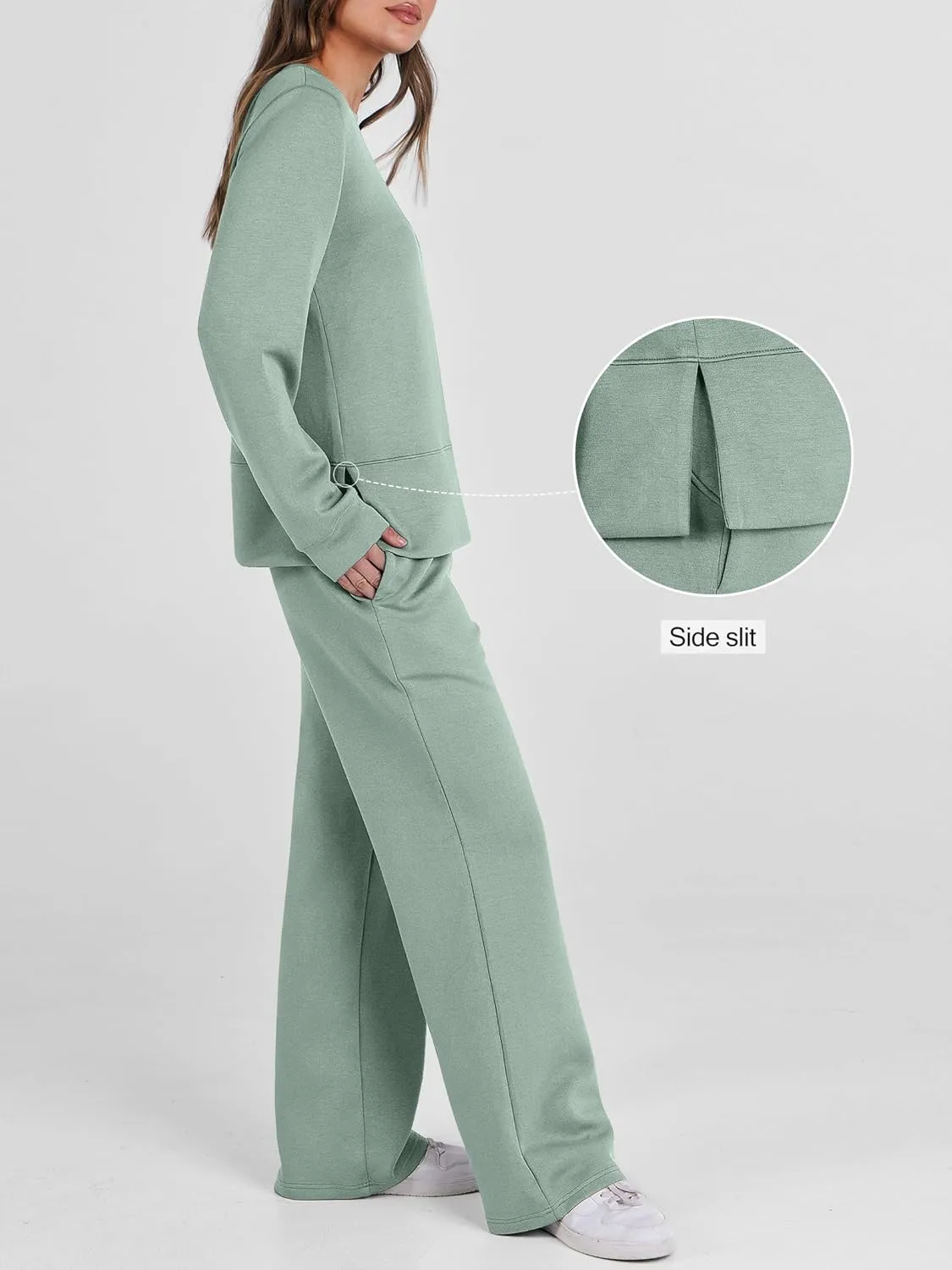 ANRABESS Women's 2 Piece Lounge Sets Casual Travel Outfits Wide Leg Tracksuit Sweatsuits Matching Set 2025 Fall Clothes