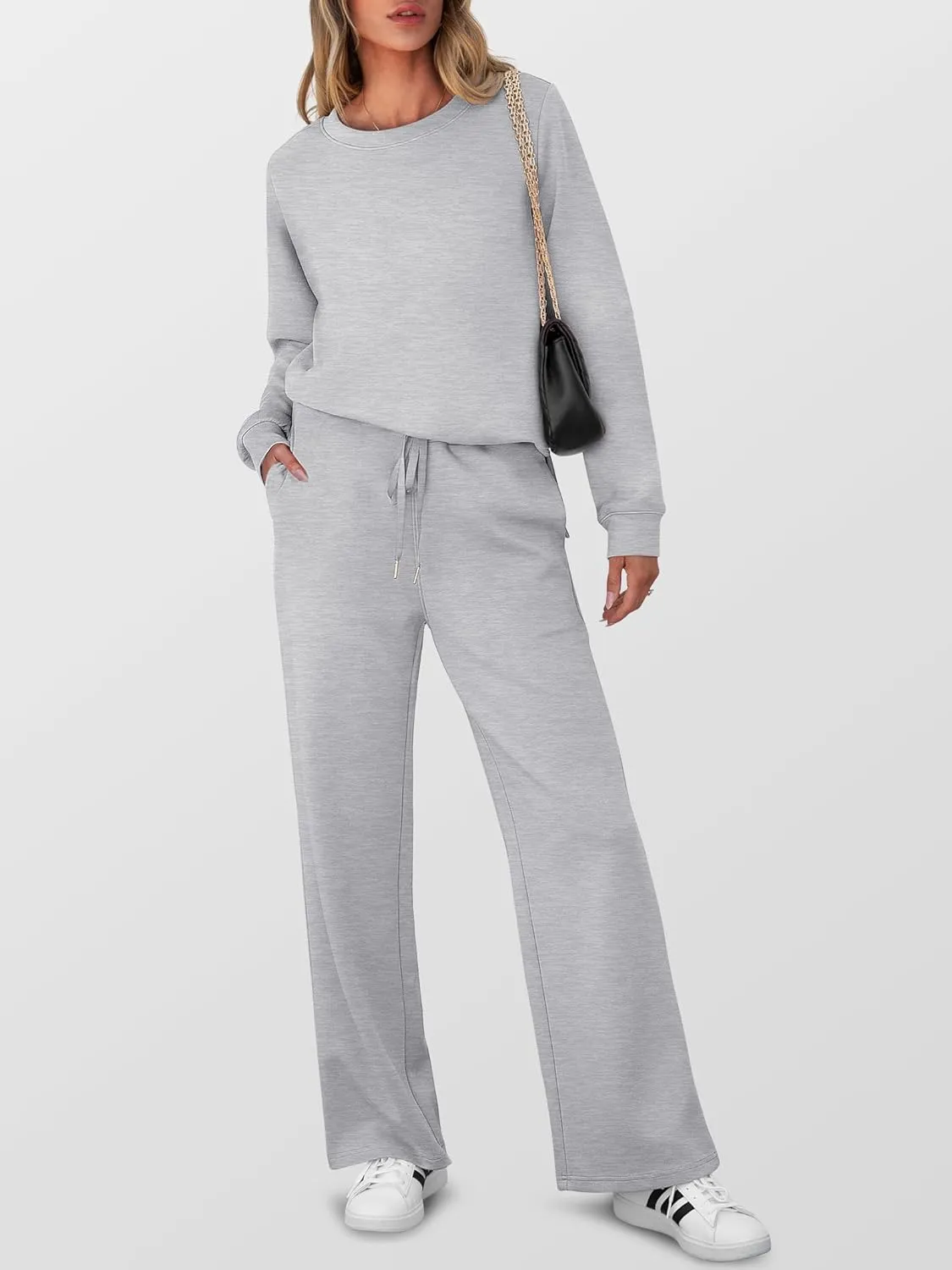 ANRABESS Women's 2 Piece Lounge Sets Casual Travel Outfits Wide Leg Tracksuit Sweatsuits Matching Set 2025 Fall Clothes