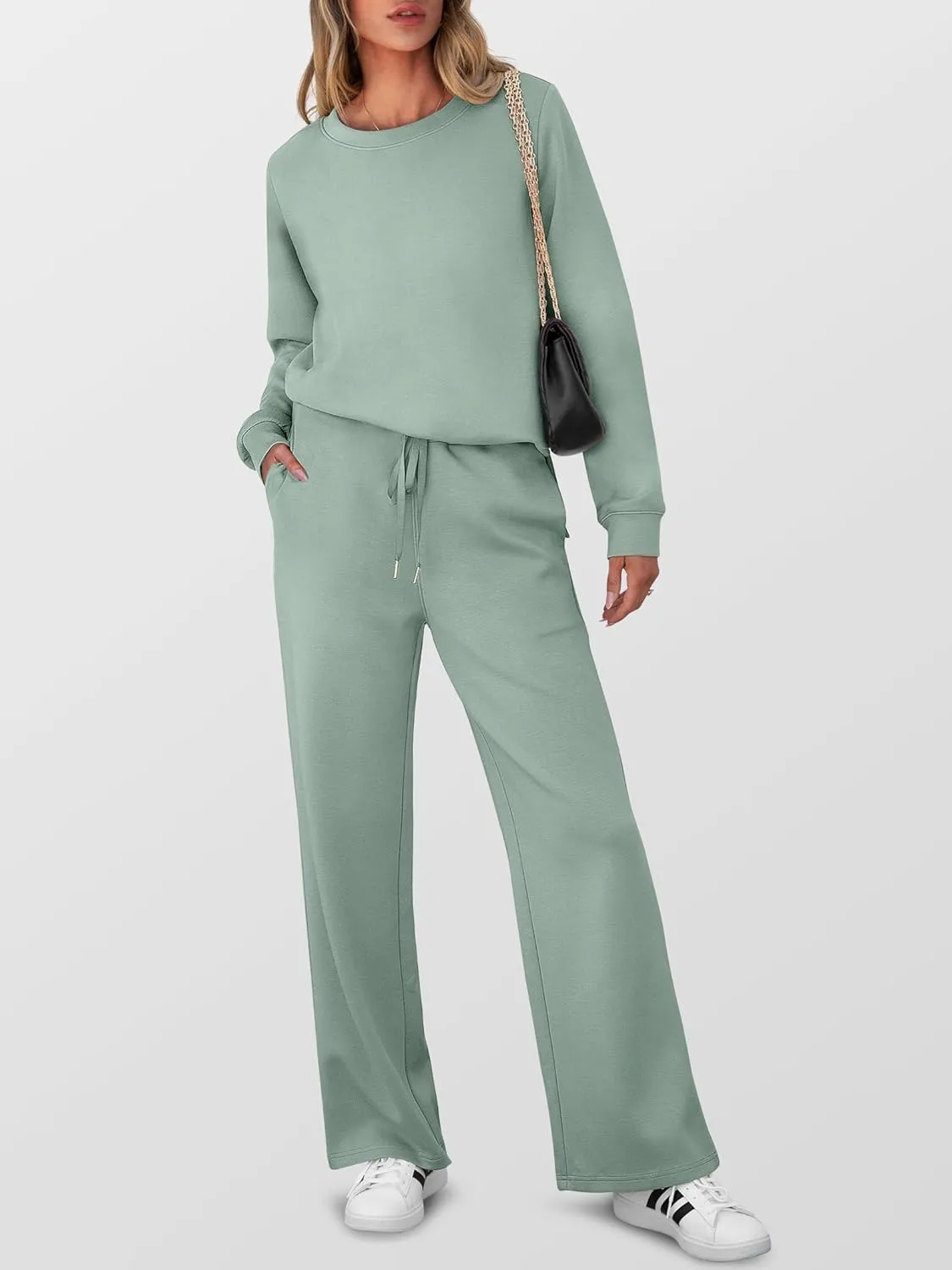 ANRABESS Women's 2 Piece Lounge Sets Casual Travel Outfits Wide Leg Tracksuit Sweatsuits Matching Set 2025 Fall Clothes