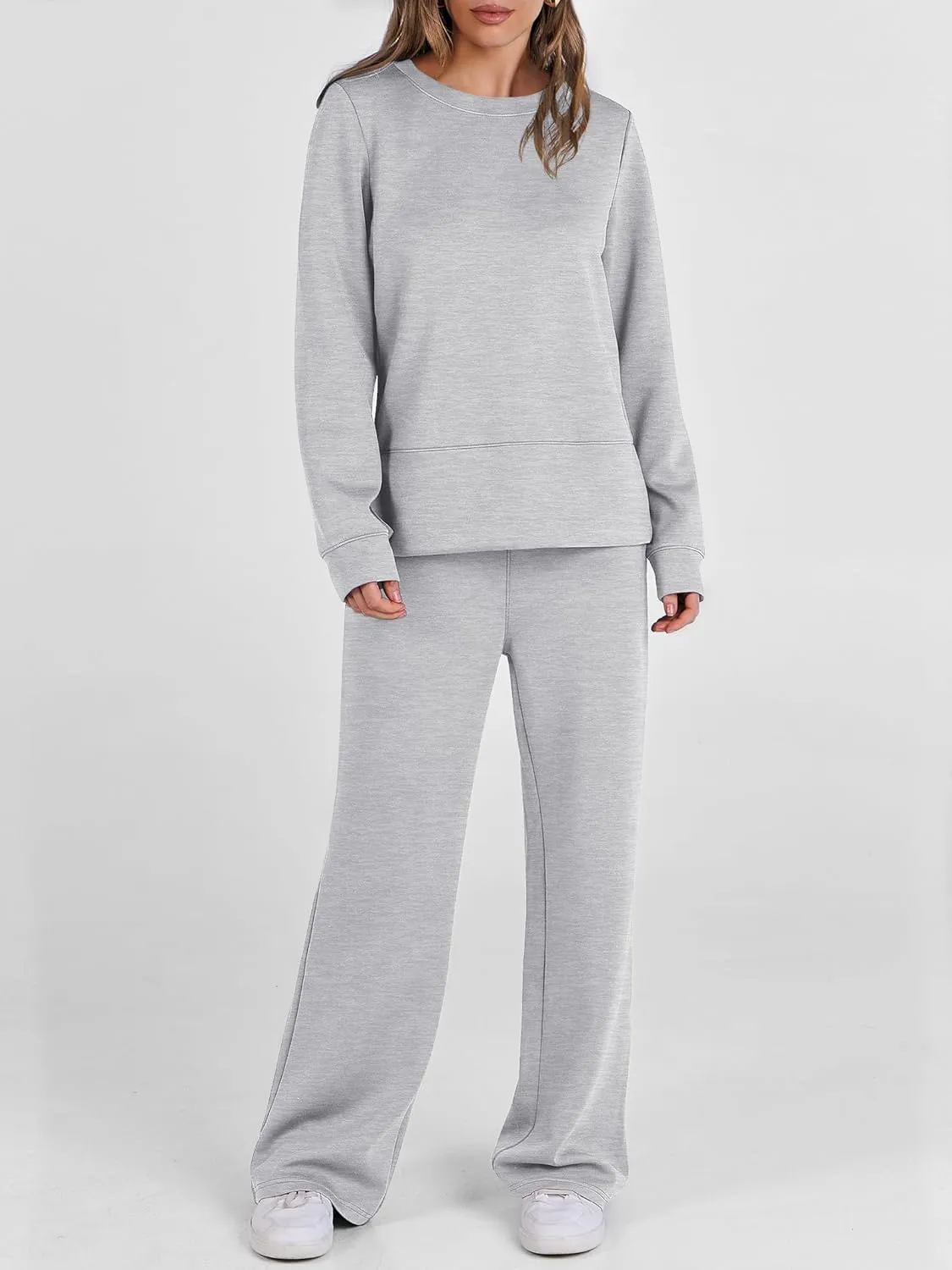 ANRABESS Women's 2 Piece Lounge Sets Casual Travel Outfits Wide Leg Tracksuit Sweatsuits Matching Set 2025 Fall Clothes