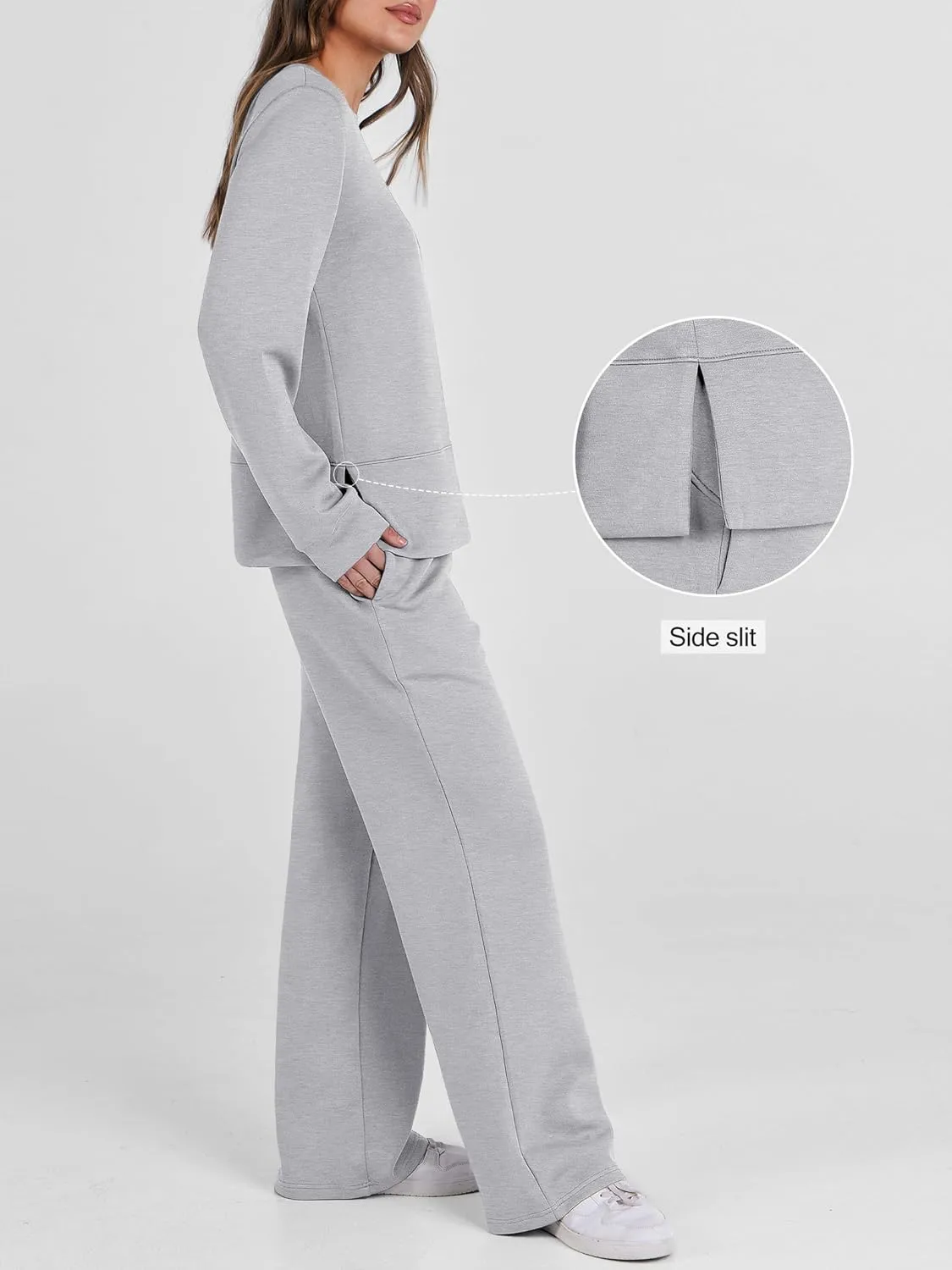 ANRABESS Women's 2 Piece Lounge Sets Casual Travel Outfits Wide Leg Tracksuit Sweatsuits Matching Set 2025 Fall Clothes