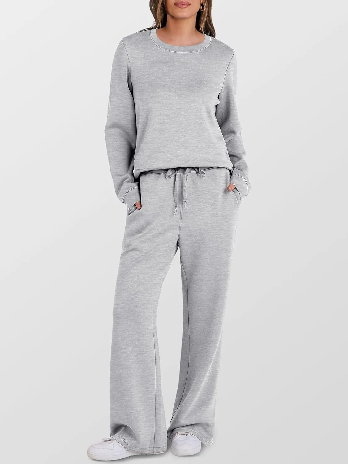 ANRABESS Women's 2 Piece Lounge Sets Casual Travel Outfits Wide Leg Tracksuit Sweatsuits Matching Set 2025 Fall Clothes