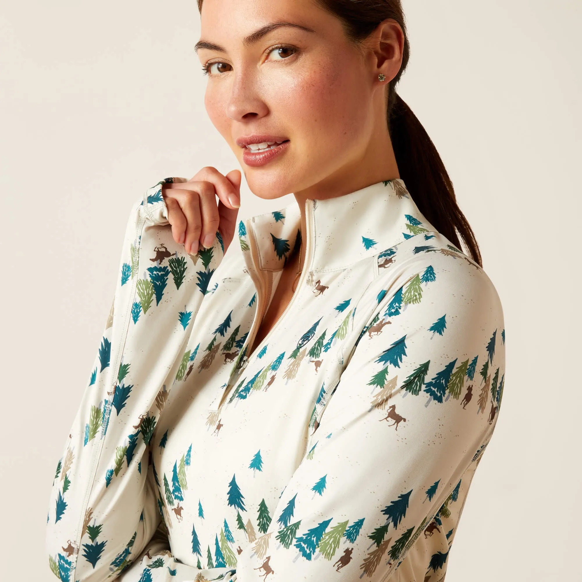 Ariat Ladies Lowell 2.0 1/4 Zip Base Layer - Forest Ride