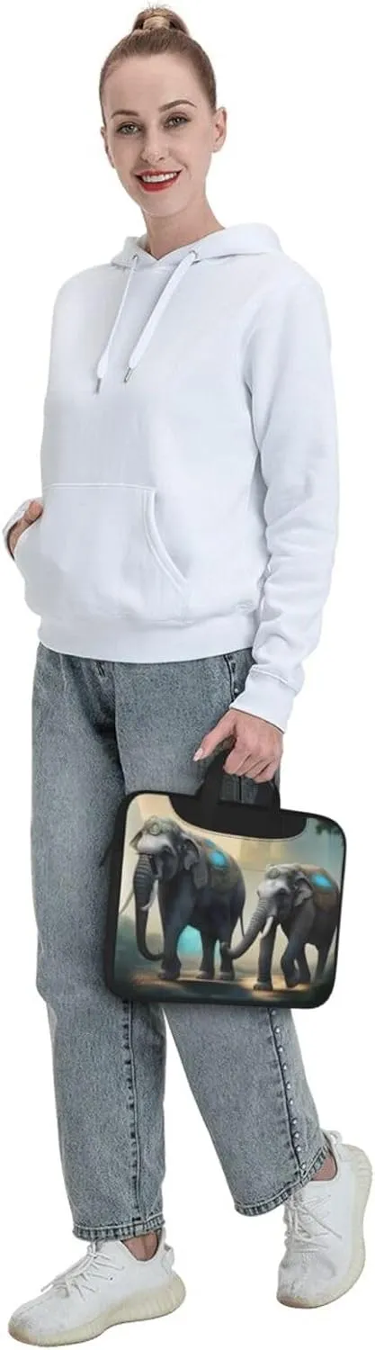 Asian Elephants pattern Fashionable and ultra-thin shoulder laptop bag Shockproof soft lining