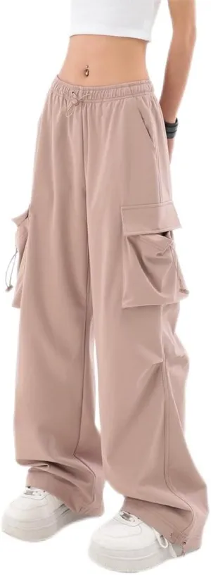 Baggy Parachute Pants for Womens Wide Leg Cargo Pants Y2k with Pockets Boyfriend Harajuku Streetwear Goth