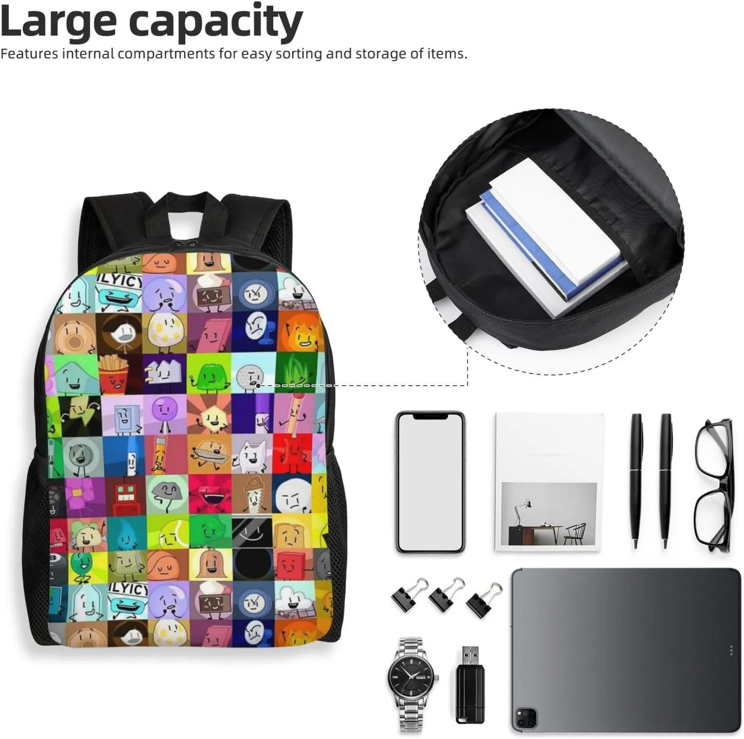 Bfdi-Battle For Dream Island Backpack, Fashionable Casual Travel Bag, Multifunctional Backpack