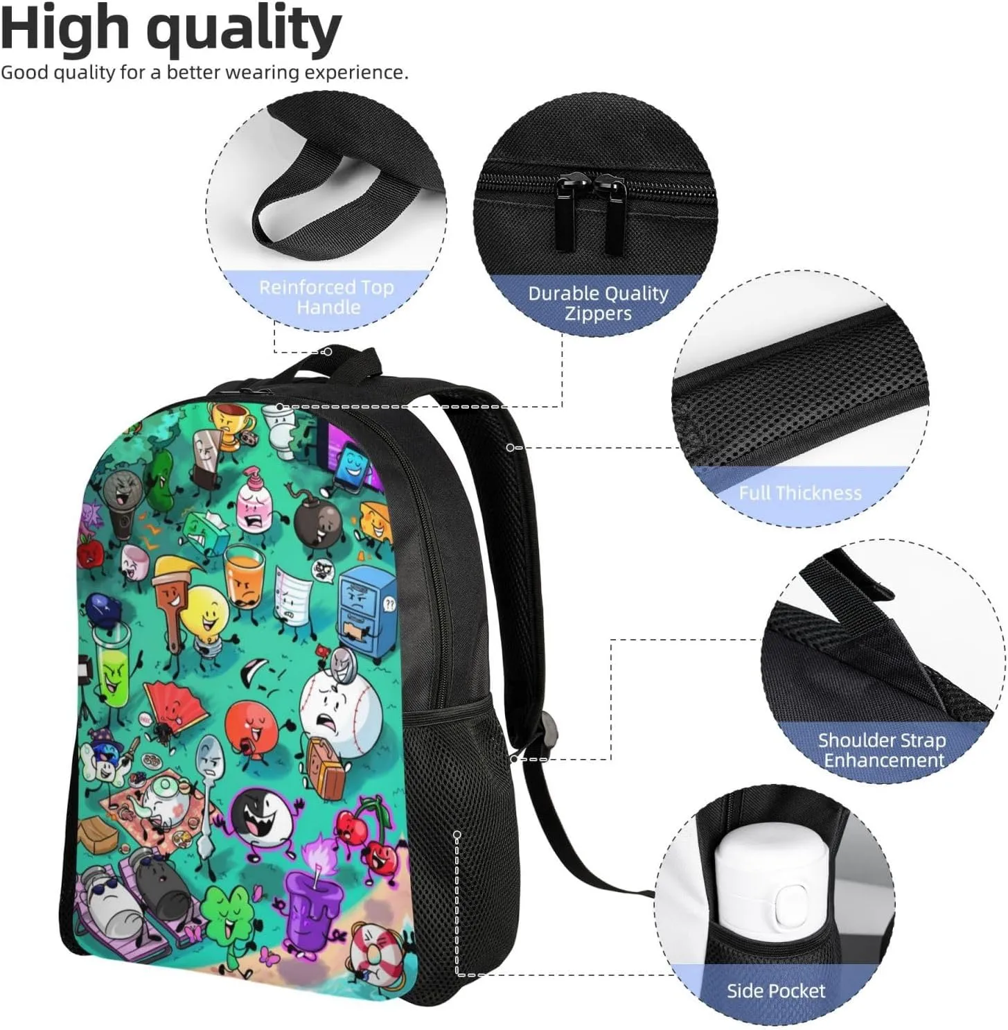 Bfdi-Battle For Dream Island Backpack, Fashionable Casual Travel Bag, Multifunctional Backpack