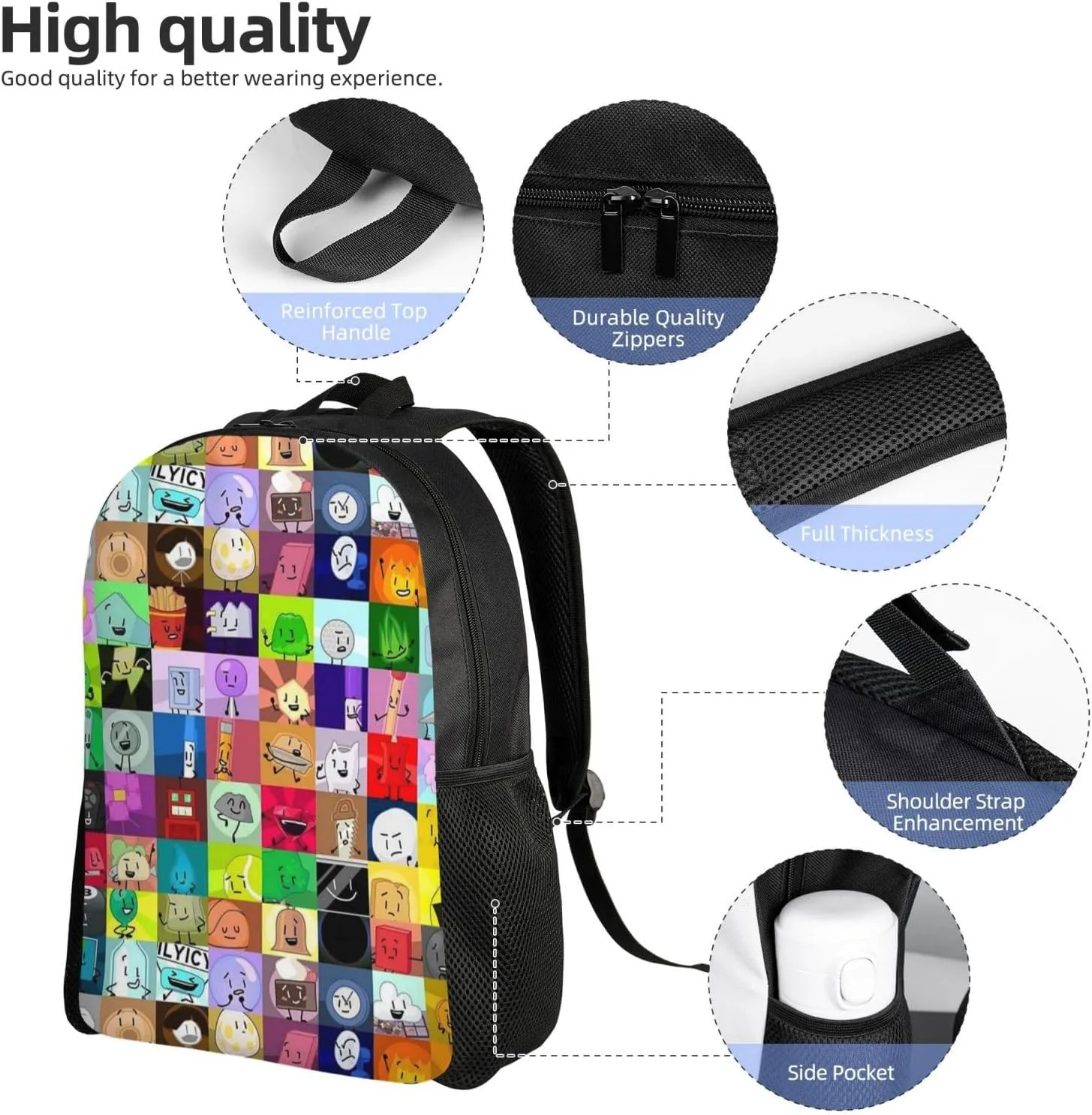 Bfdi-Battle For Dream Island Backpack, Fashionable Casual Travel Bag, Multifunctional Backpack