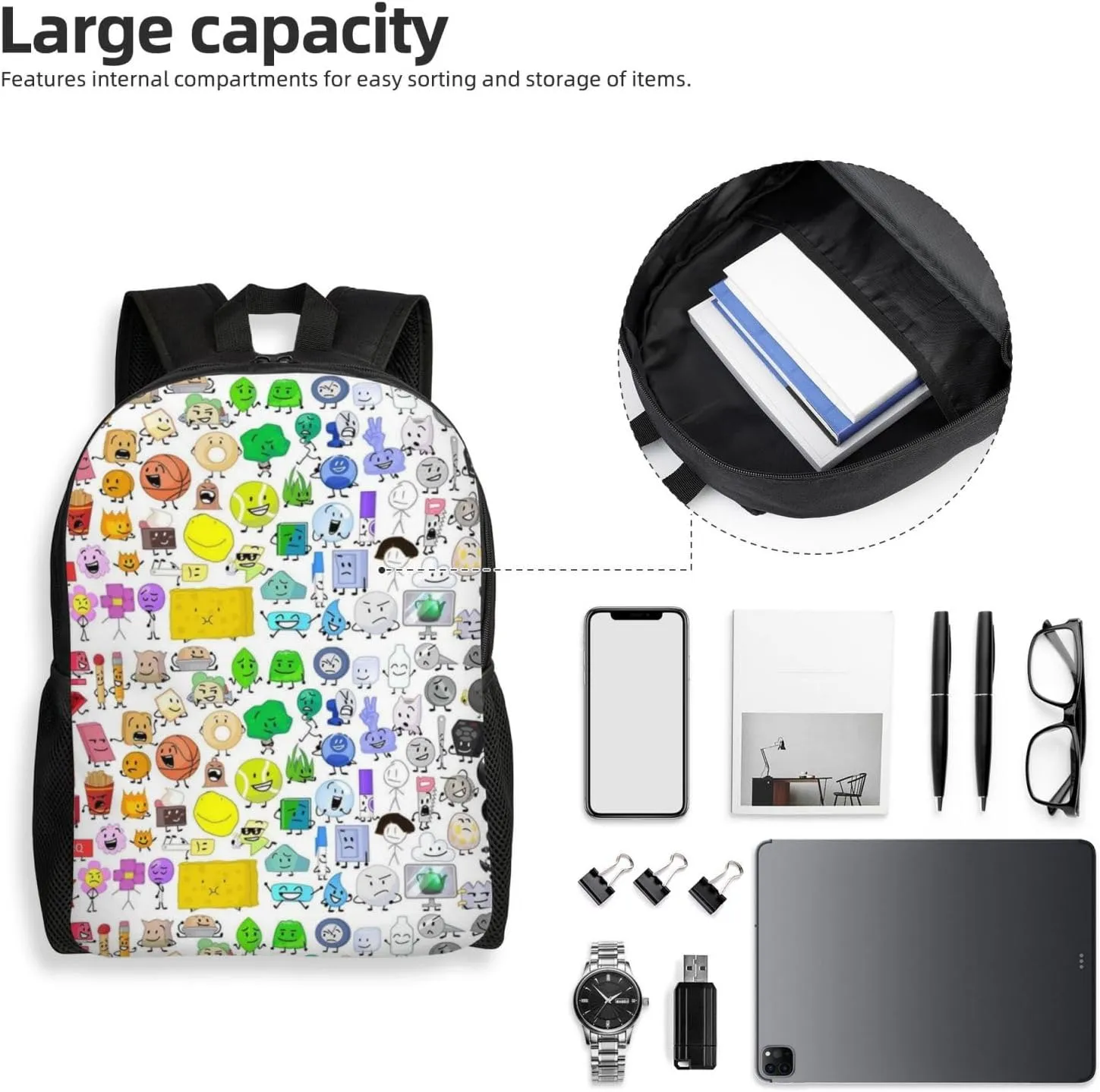 Bfdi-Battle For Dream Island Backpack, Fashionable Casual Travel Bag, Multifunctional Backpack