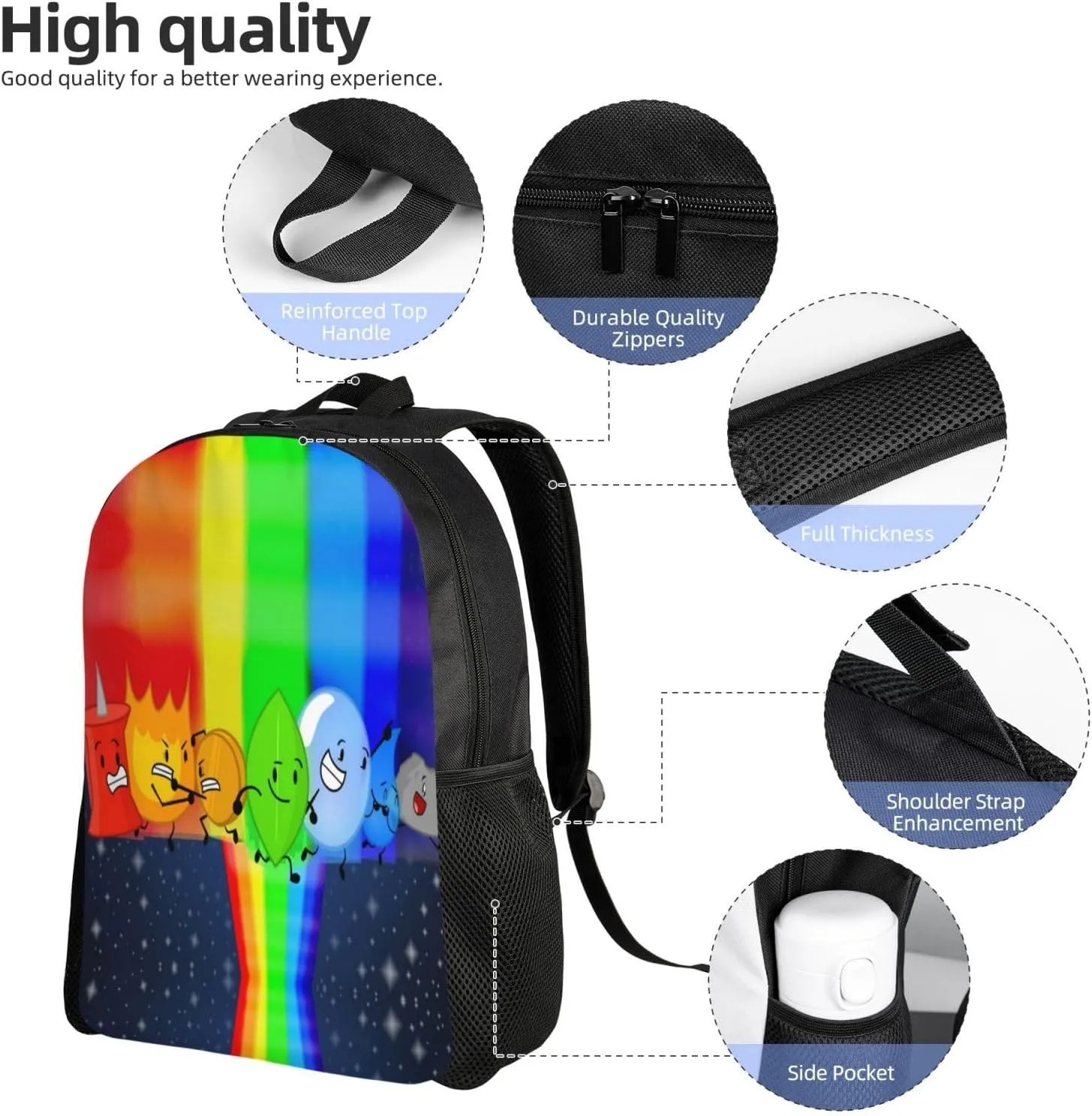 Bfdi-Battle For Dream Island Backpack, Fashionable Casual Travel Bag, Multifunctional Backpack