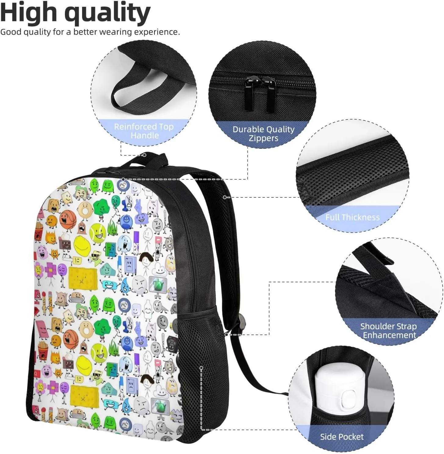 Bfdi-Battle For Dream Island Backpack, Fashionable Casual Travel Bag, Multifunctional Backpack