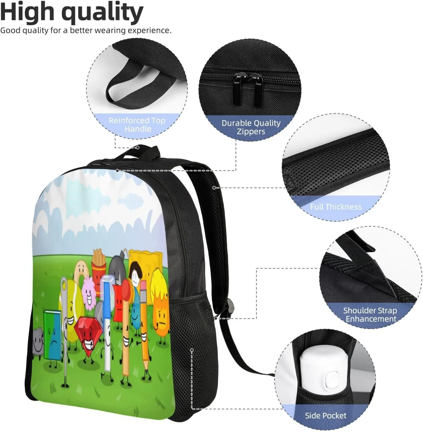 Bfdi-Battle For Dream Island Backpack, Fashionable Casual Travel Bag, Multifunctional Backpack
