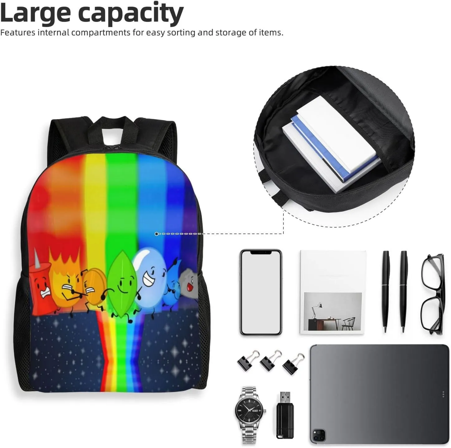 Bfdi-Battle For Dream Island Backpack, Fashionable Casual Travel Bag, Multifunctional Backpack