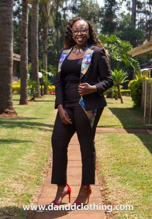 Black Office Suit with African Touch