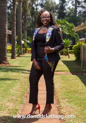 Black Office Suit with African Touch