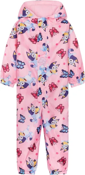 Bluey Girls Rain Suit, Coverall Waterproof Rain Jacket, Breathable Kids Mud Suit with Hood Fleece Lined, Gifts for Kids
