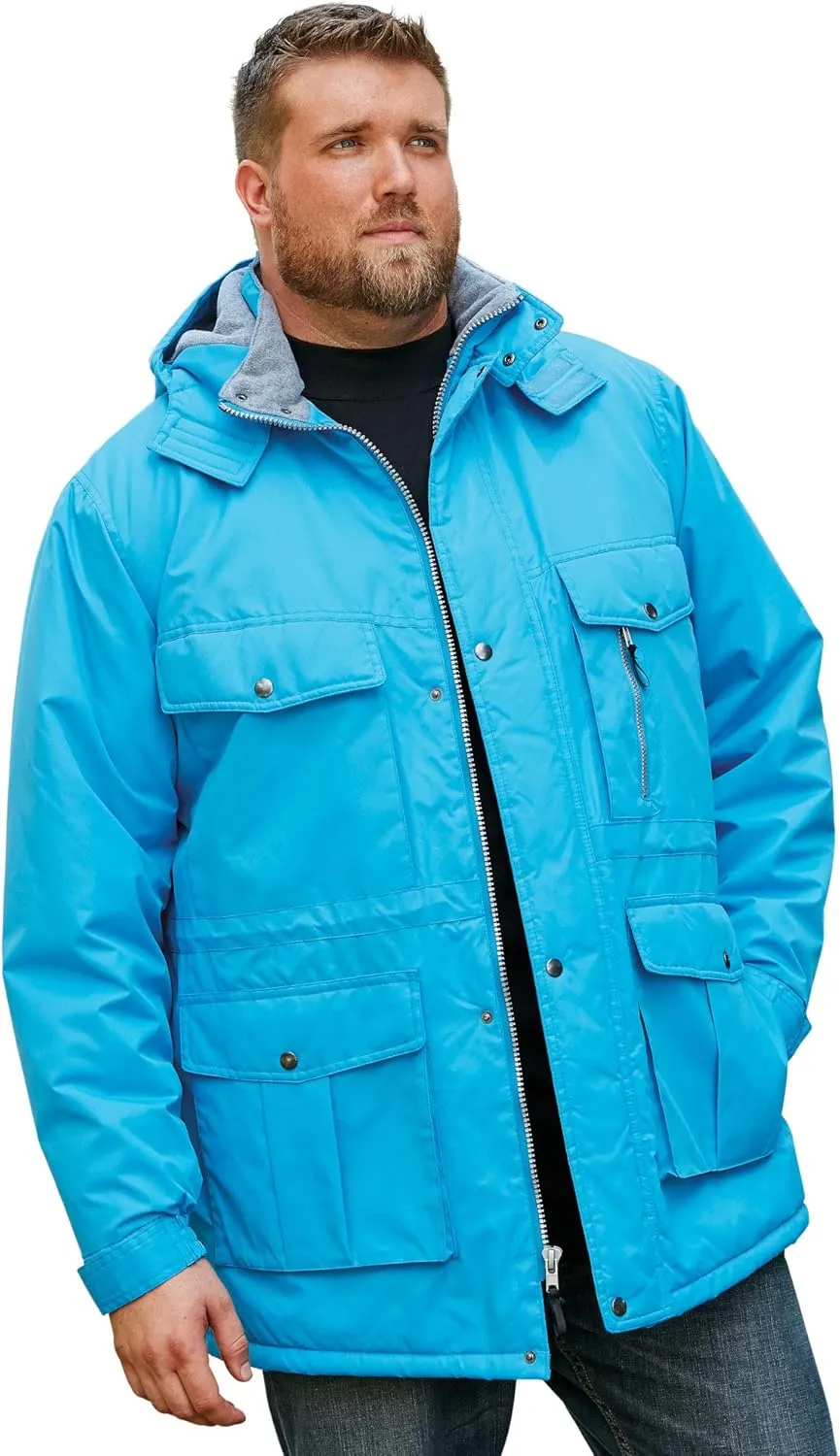 Boulder Creek by KingSize Men's Big & Tall Fleece-Lined Parka With Detachable Hood And 6 Pockets