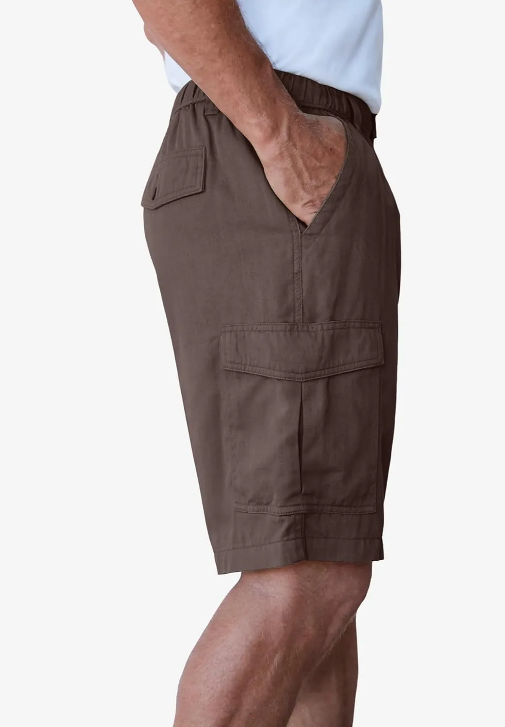 Boulder Creek by Kingsize Men's Big & Tall Renegade 9" Full Elastic Waist Cargo Shorts