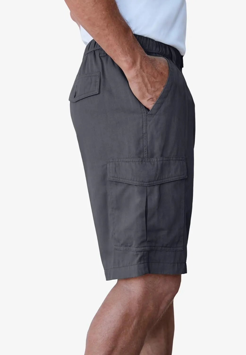 Boulder Creek by Kingsize Men's Big & Tall Renegade 9" Full Elastic Waist Cargo Shorts
